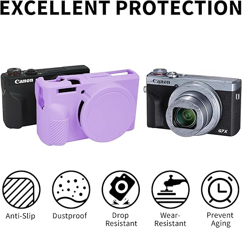 Miniatura 114 de Easy Hood Funda para cámara digital Canon Powershot G7 X Mark III, funda protectora de silicona suave con cubierta de lente extraíble para cámara