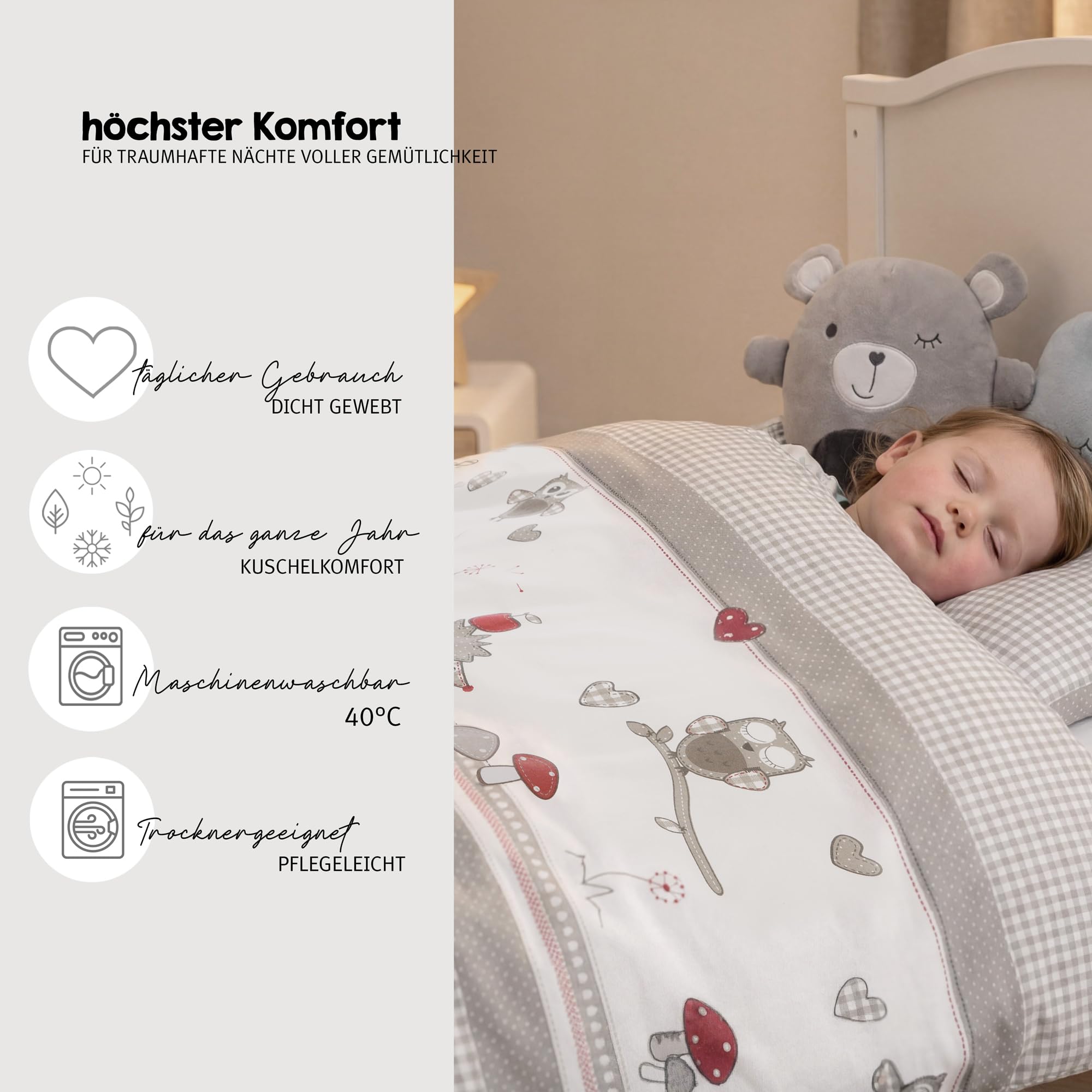 roba Babybett Set Adam & Eule 70x140 cm Mitwachsendes Kinderbett mit Bettwäsche Himmel Matratze Höhenverstellbar umbaubar Holz weiß