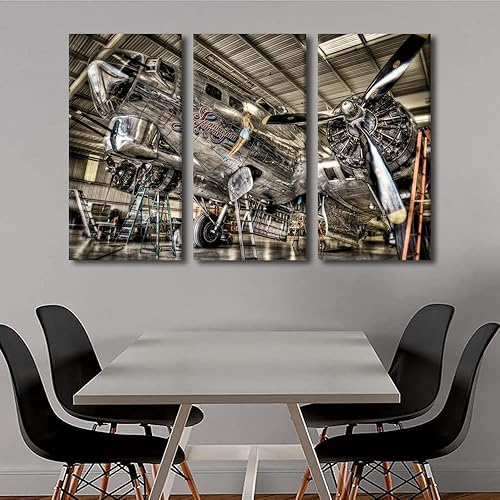 Miniatura 181 de Lienzo decorativo para pared, 3 piezas, póster de nariz de avión, arte de hélice gris, decoración del hogar, lienzo inspirador, decoración de pared