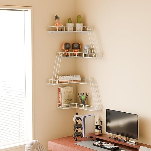Miniatura 4 de Estante de pared Fire Escape  Estantes de pared esquineros de 4 niveles de estilo urbano moderno, estante de escalera de metal fácil de instalar