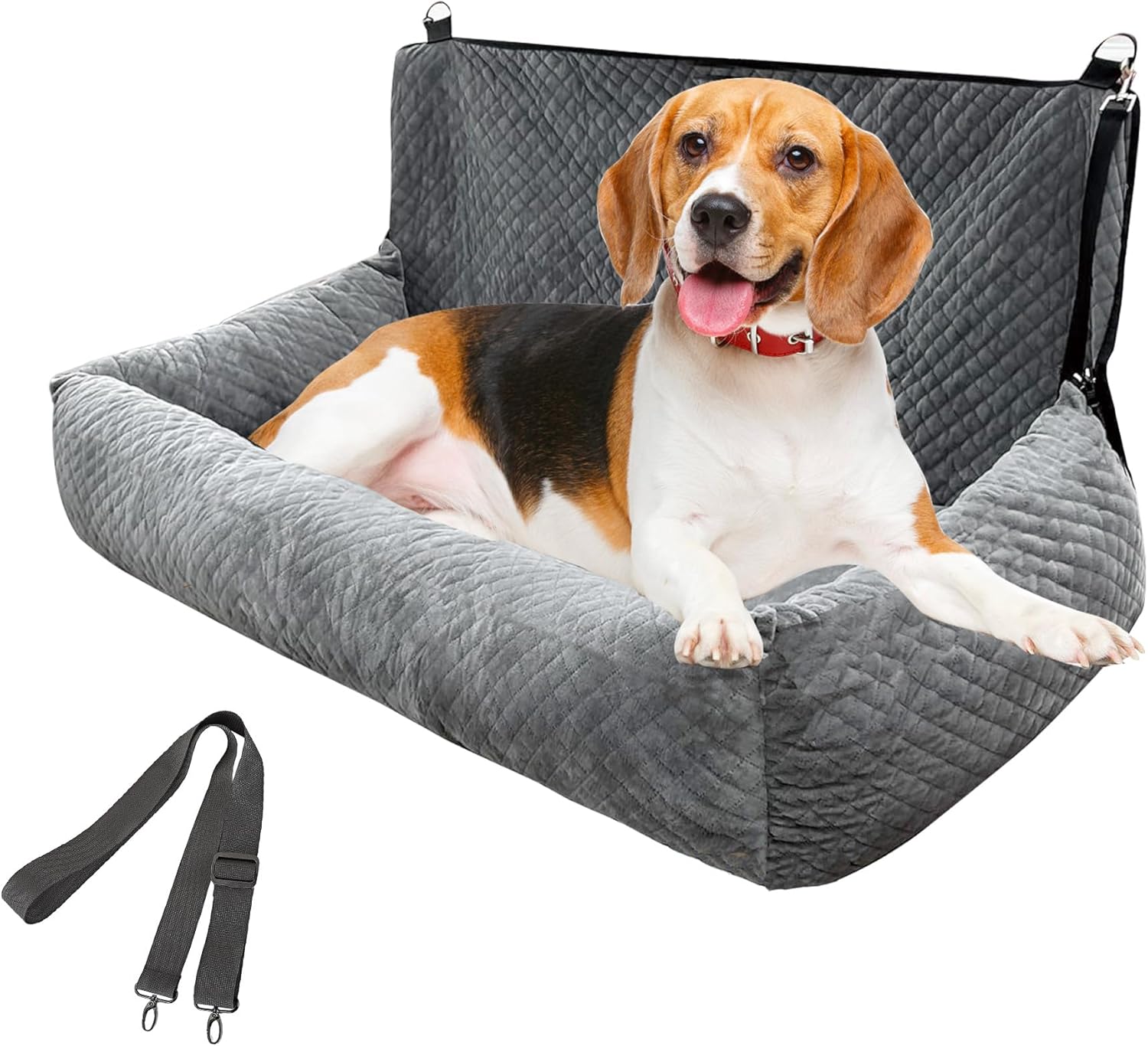 Auto Care Dog Car Seat, Fully Removable and Washable Cover, Easy to Assemble, Memory Foam Filled Comfort Pad, Durable Anti Slip Bottom (Gray)