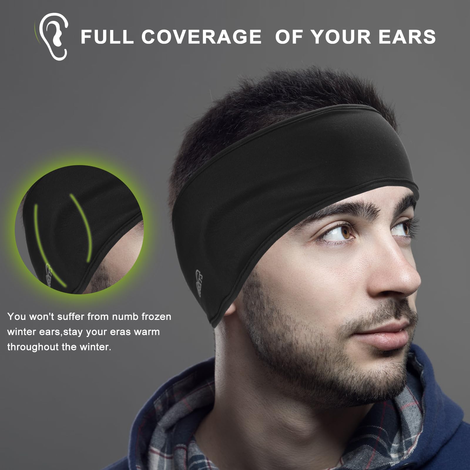 Fleece-Ohrwärmer Stirnband – Für Sport Bei Kälte, Super Weich, One Size (Schwarz-Pink)