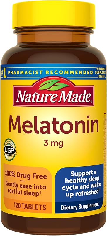 Melatonina 3 mg ayudas para dormir para adultos, 120 tabletas | Ayuda para dormir 100% libre de medicamentos para hombres y mujeres, suplementos para dormir para adultos, le ayuda a conciliar el sueño más rápido, suministro para 120 días