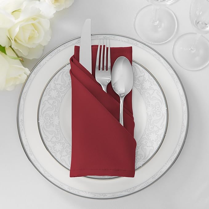 Lann's Linens Juego de 12 Servilletas de Tela 50.8cm - Burdeos miniatura 2