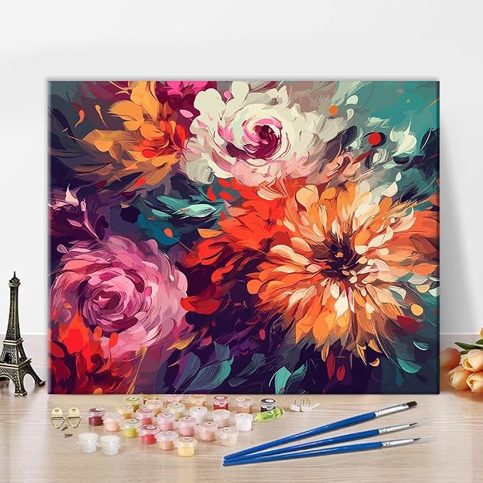 Amazon.com: TUMOVO Paint by Number, Flowers Paint by Numbers for Adults ...