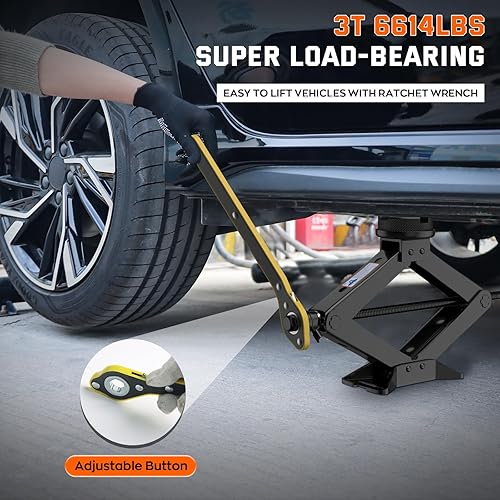 Miniatura 10 de IMAYCC Kit de gato de automóvil, gato de tijera para automóvil de 2 toneladas (4409 libras), kit de reparación de gato de neumáticos, kit de cambio