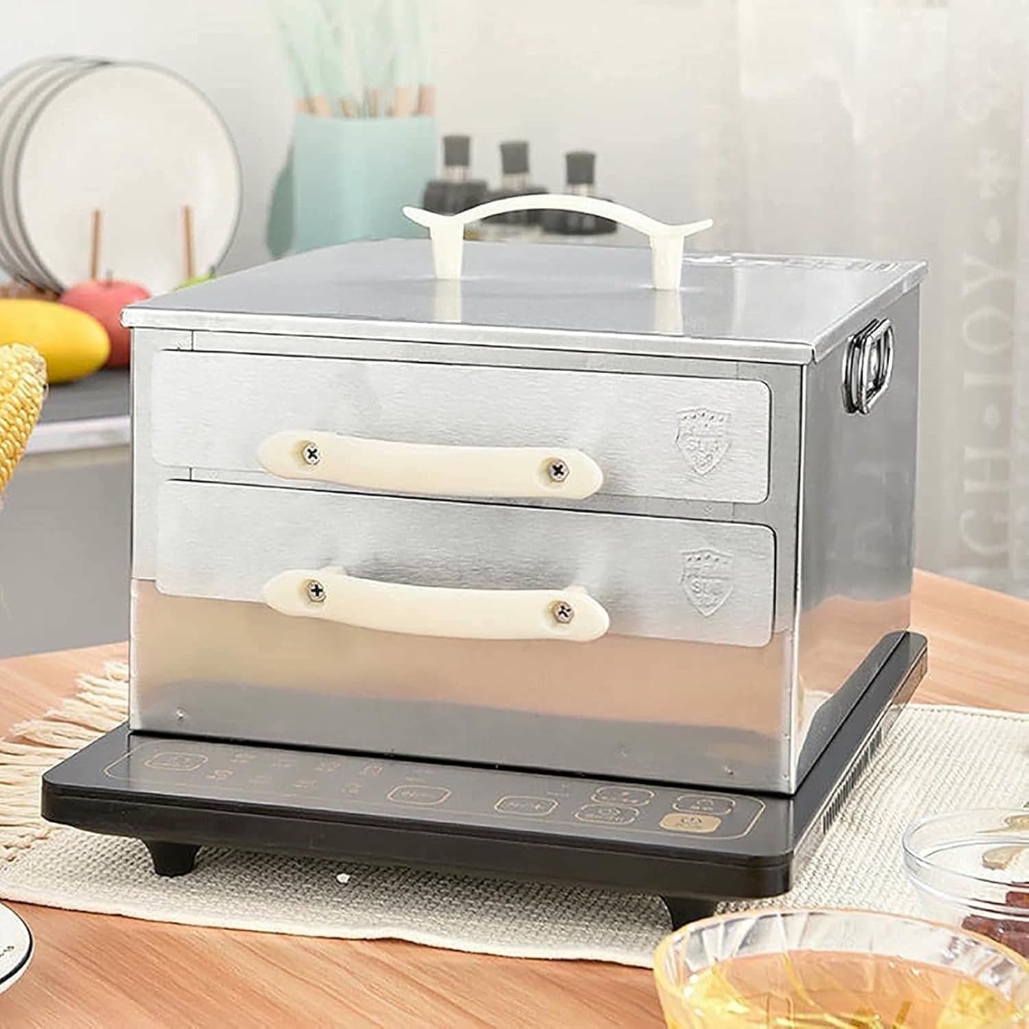 Rice Noodle Rolls Machine, Food Grade Stainless Steel Machine, Steamer with Extra Tray, Steamed Household Cookware