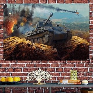 Panther Tank Combat Posters Tapestry Wall Art Hanging Flag Vintage Armored Military Artwork Canvas Print Art Painting Home Decor Banner For Room Bar Cafe Garage