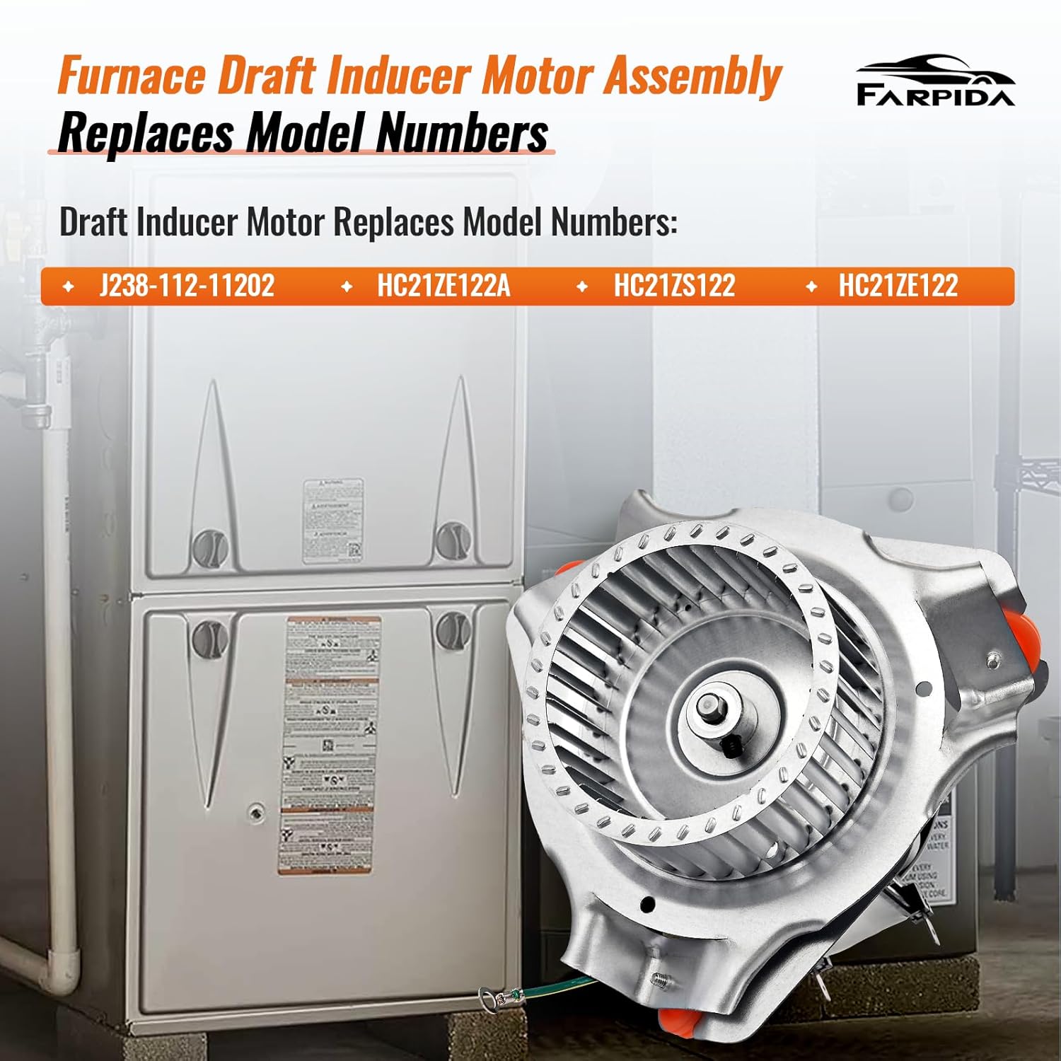 HC21ZE122A Draft Inducer Motor Kit Compatible with Carrier Jakel Bryant Payne Models 326628-763, HC21ZE127A, J238-112-11202, 326634-401, J238-150-15217, 326628763, 347822-763, HC21ZE127