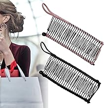 ZoeTekway 2 Pack Vintage 30 Teeth Non-Slip Banana Hair Clips Stretchy Hair Accessories Comb Clips for Thick Wavy Tangled Natural Curly Hair (Black and Pink)