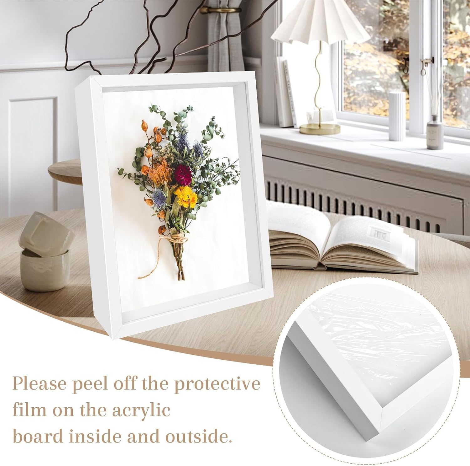 2 Pack Shadow Box Frame 11"x 14" Wood Deep Shadow Boxes Display Cases, Dried Flowers, Photos, Handicrafts Picture Frames for Wall Hanging Tabletop (White, 11"x 14")