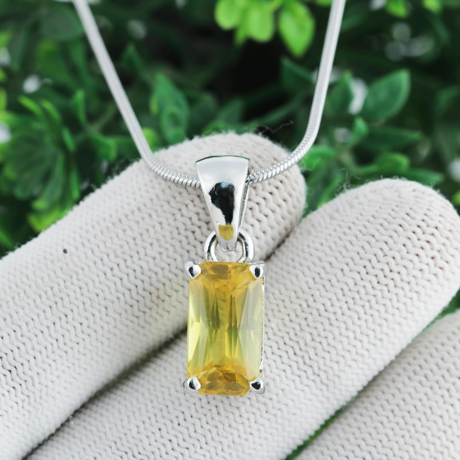 GEMHUB Natural Stone Pendant Necklace 925 Sterling Silver Jewelry with Chain Handmade Gem Jewelry for Women Statement Piece