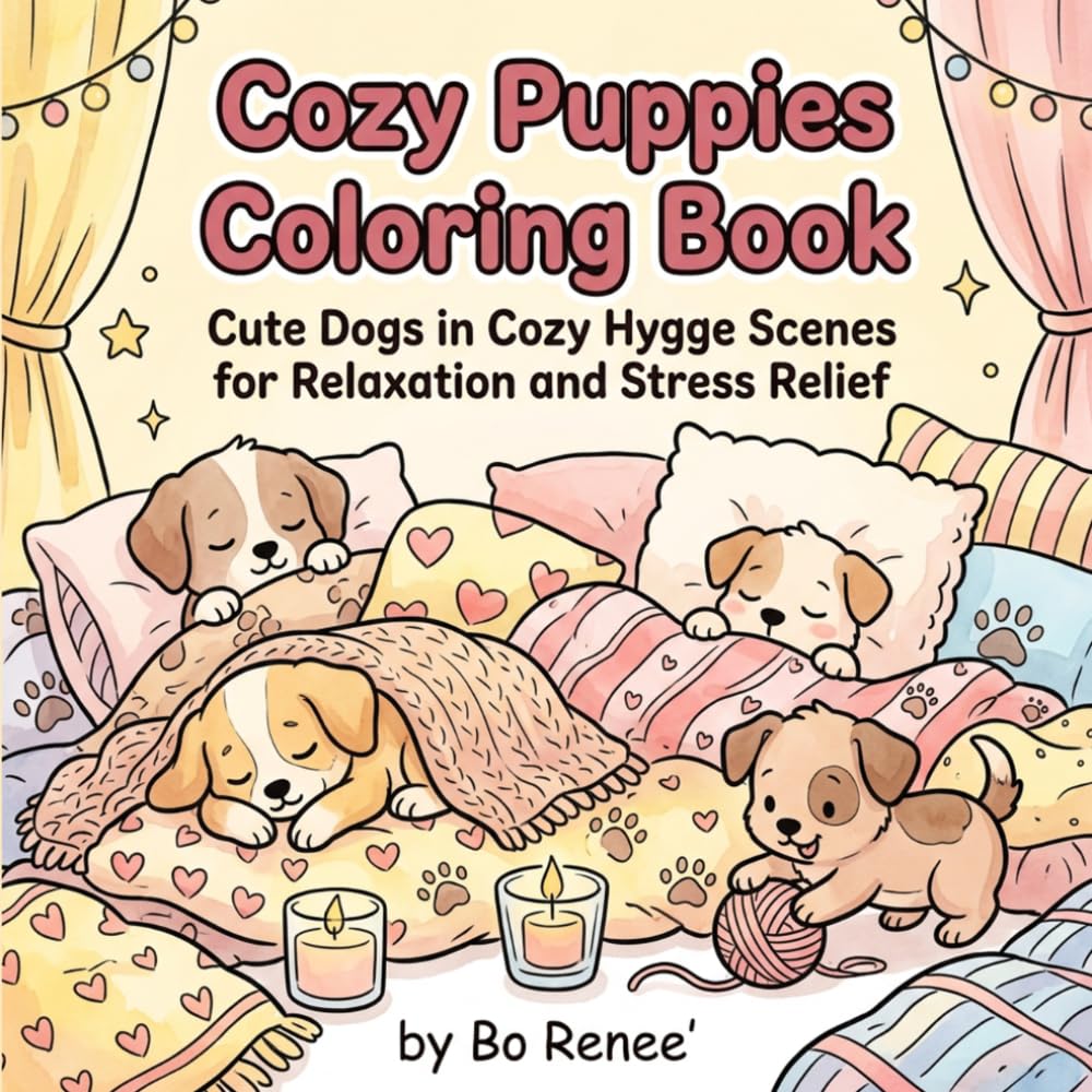 Cozy Puppies Coloring Book: Cute Dog Coloring Pages - Bold and Easy Puppy Designs for Adults and Teens (Cute and Cozy Coloring Book Series)