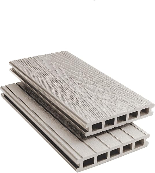 Tuda Grass Direct | Composite Decking Board Sample β Deep Embossed Woodgrain Effect - Grey - 2