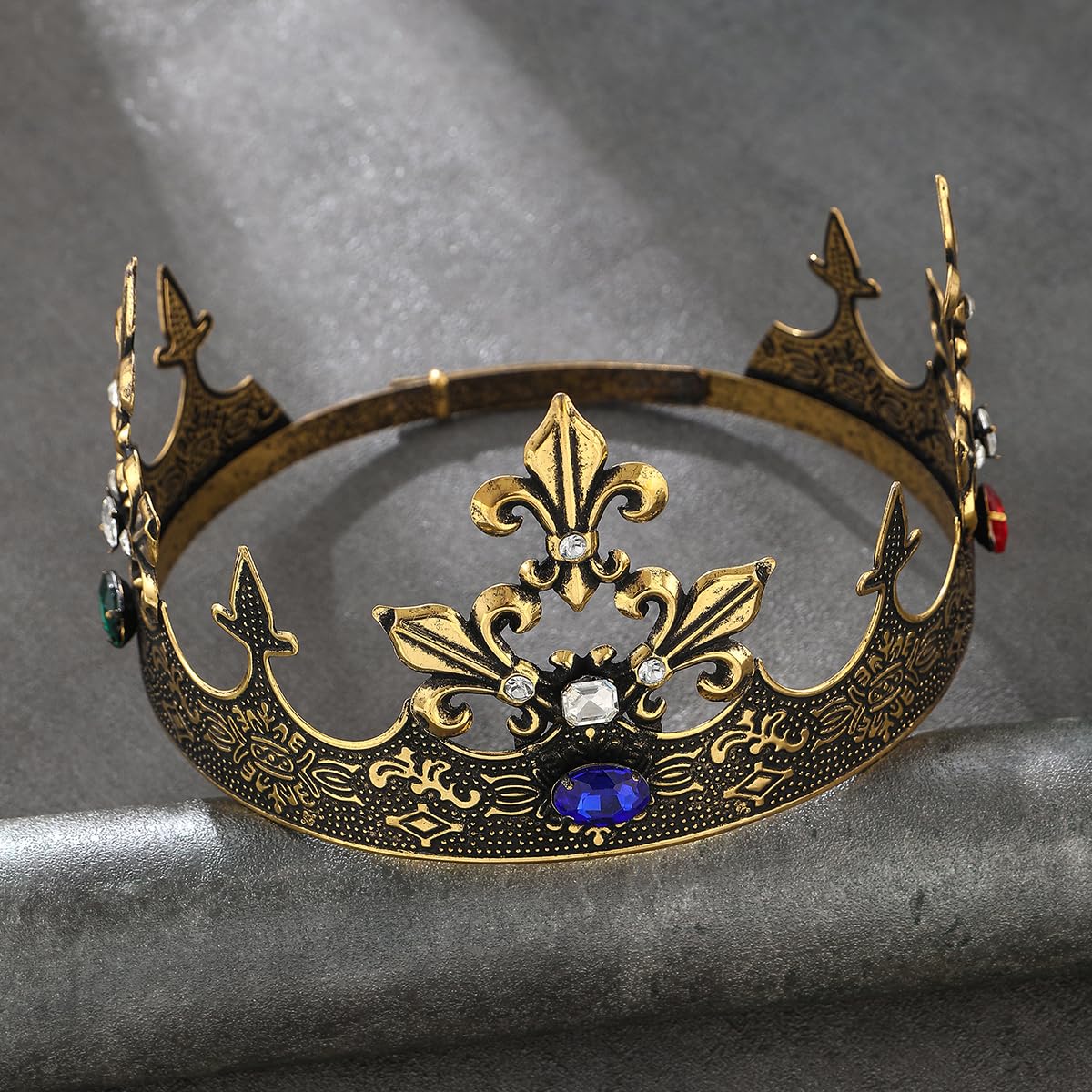 Królewska męska korona królewska, średniowieczna korona na bal, cosplay, urodziny, wesele, przyjęcie, opaska na głowę, akcesoria do włosów