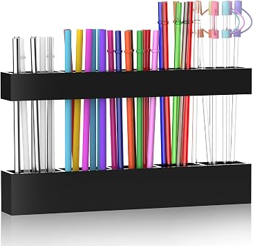 9.5 Large Acrylic Straw Holder for Cabinet Door, Adjustable Two-Part