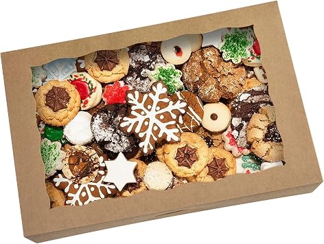 ONE MORE 15-Pack Brown Pastry Box12x8x2.5inch,Large Bakery Cookie Box for Donuts,Muffins with Window Lid - Auto-Pop up Paper Box Doughnut Cardboard Chocolate Strawberries Treat Boxes,Pack of 15
