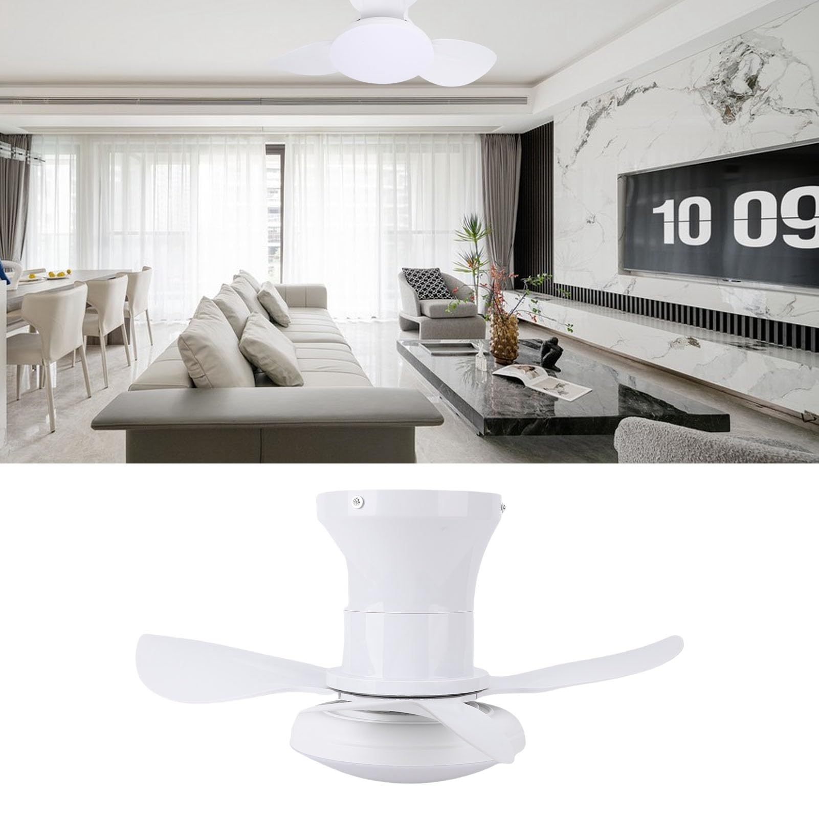 Cocoarm Wentylator Sufitowy Wentylator Sufitowy do Montażu Podtynkowego 25 Cali ABS LED z 6 Prędkościami Możliwość Przyciemniania Dwustronny Pilot z Silnikiem Prądu Stałego do Sypialni, Kuchni,
