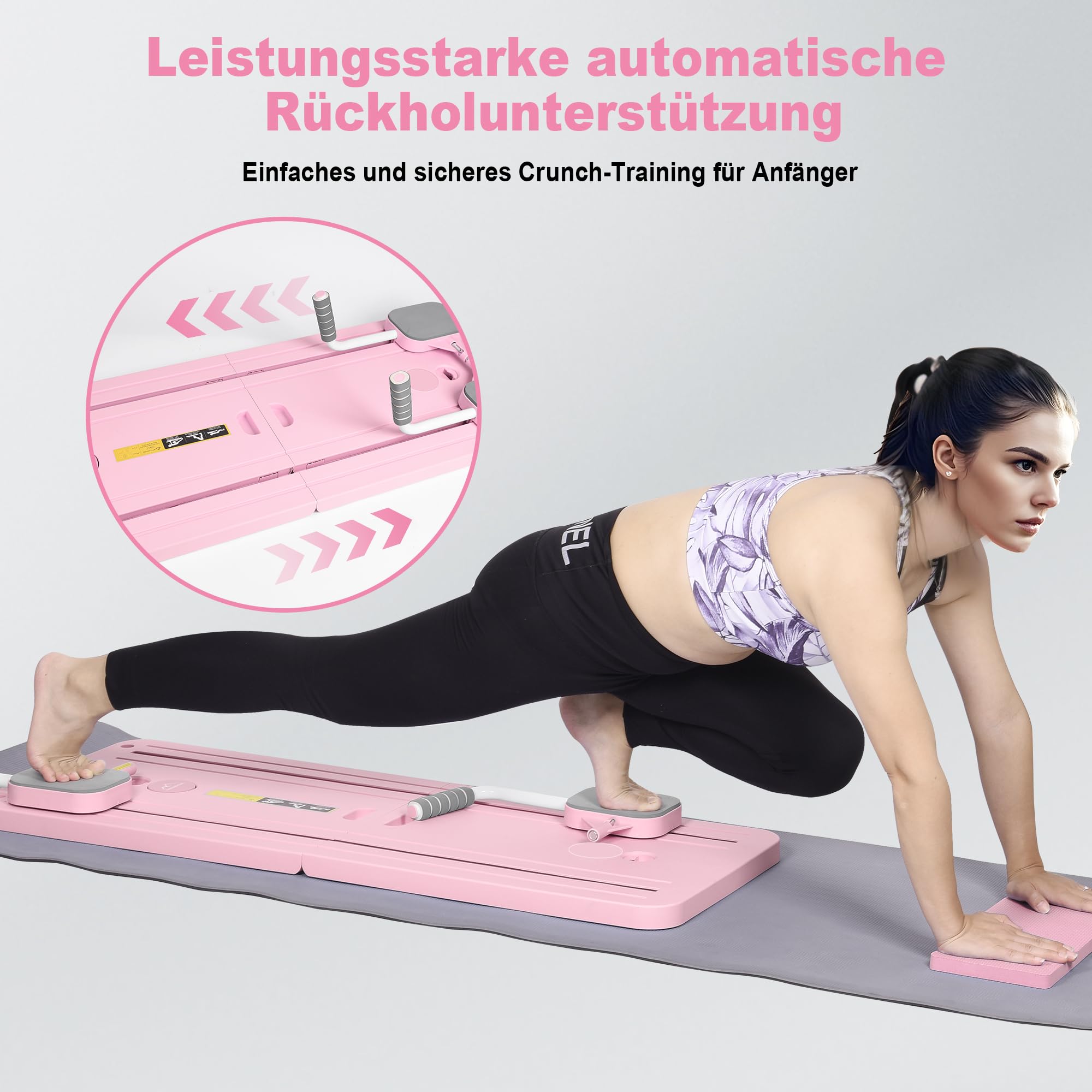 Tabla de Pilates – Juego de máquina de Escultura Corporal Plegable con Rodilleras, Equipo de Fitness de Cuerpo Completo para el hogar, Tabla de Fitness Multifuncional de Rebote automático