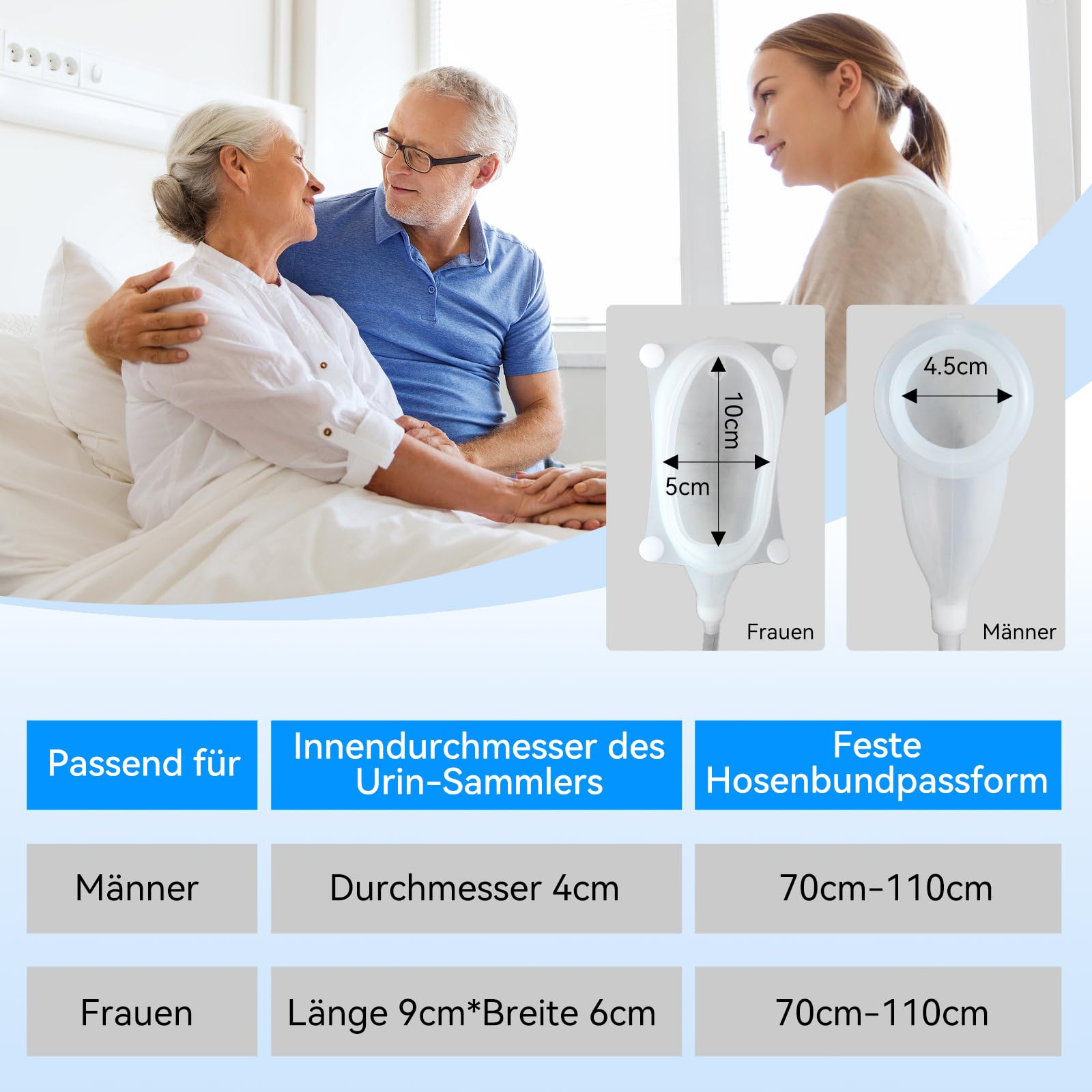 Urinbeutel,Urin Sammlung Tasche,Kondom Katheter,Urinalkondom,Wiederverwendbare tragbare Silikon Urinal mit 2 Urin Katheter Taschen,Urinbeutel 2000ml,1000ml,Inkontinenz Pants,Urinierhilfe