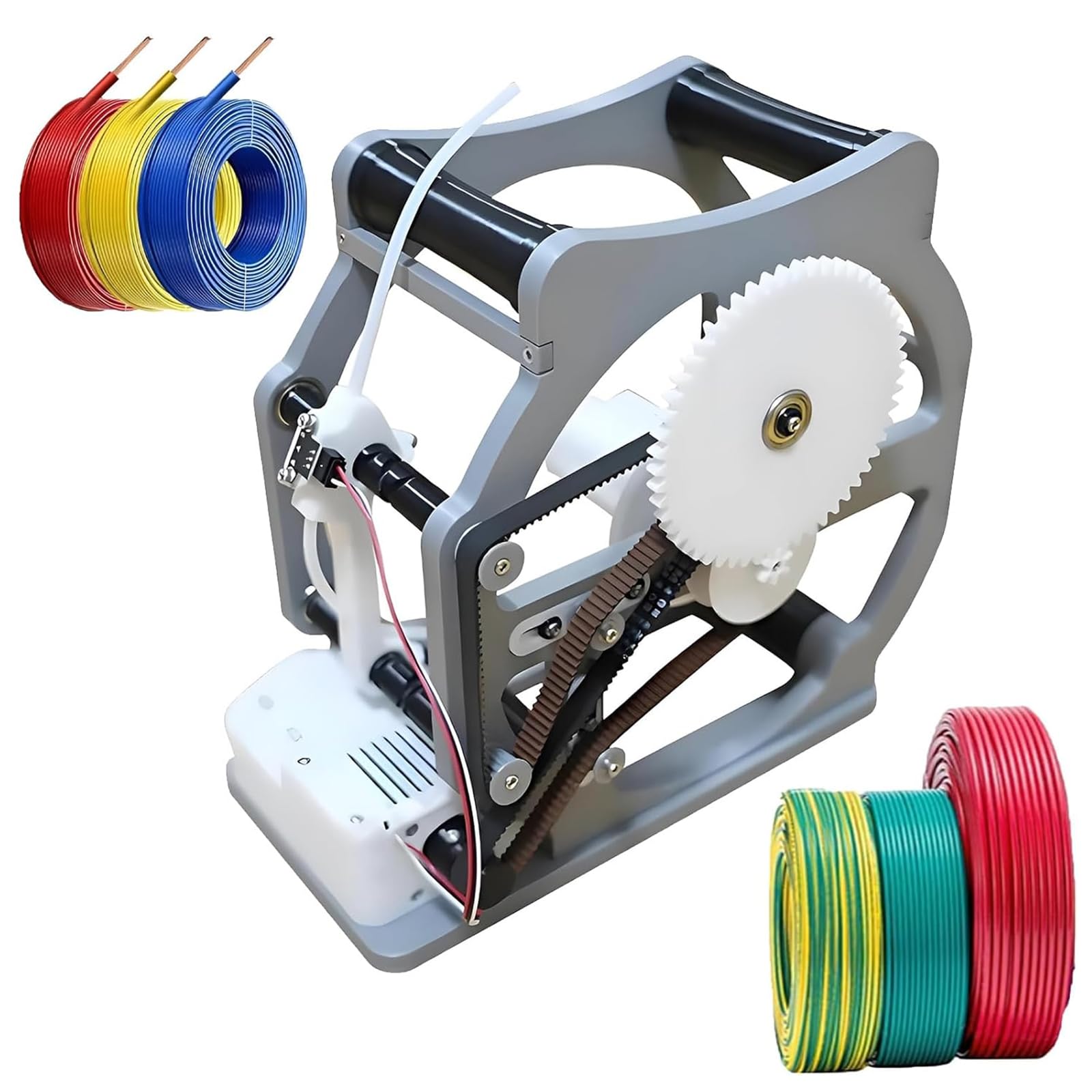 Elektryczny zwijacz szpuli 3D z 2 napinaczami pasa, funkcja inteligentnego startu i zatrzymania, mieści szpule 1 kg, łatwa wymiana szpuli, do filamentów do drukowania 3D (PLA, ABS), drut