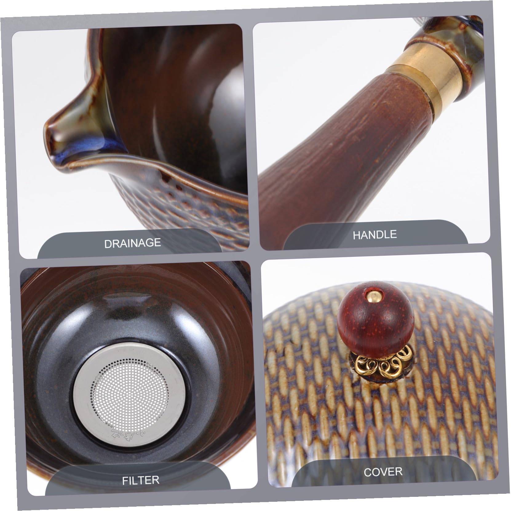Ciieeo Tetera Cerámica Filtro Útil, Resistente al Calor, Color Marrón, Tamaño Mediano, para Hogar y Oficina, Accesorio Creativo para Infusiones de Té, Adecuado para Tomar Té Amigos