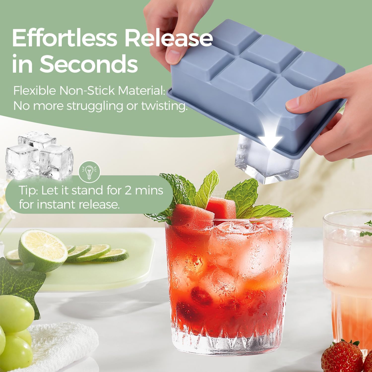 Large Silicone Ice Cube Trays(3 Pack)