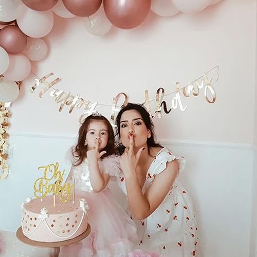 Miniatura 6 de Rsstarxi 1 paquete con purpurina dorada Oh Baby Cake Topper Baby Shower Cake Decor Baby Shower Baby Bautismo Reveal Género Cake Pick para celebrar