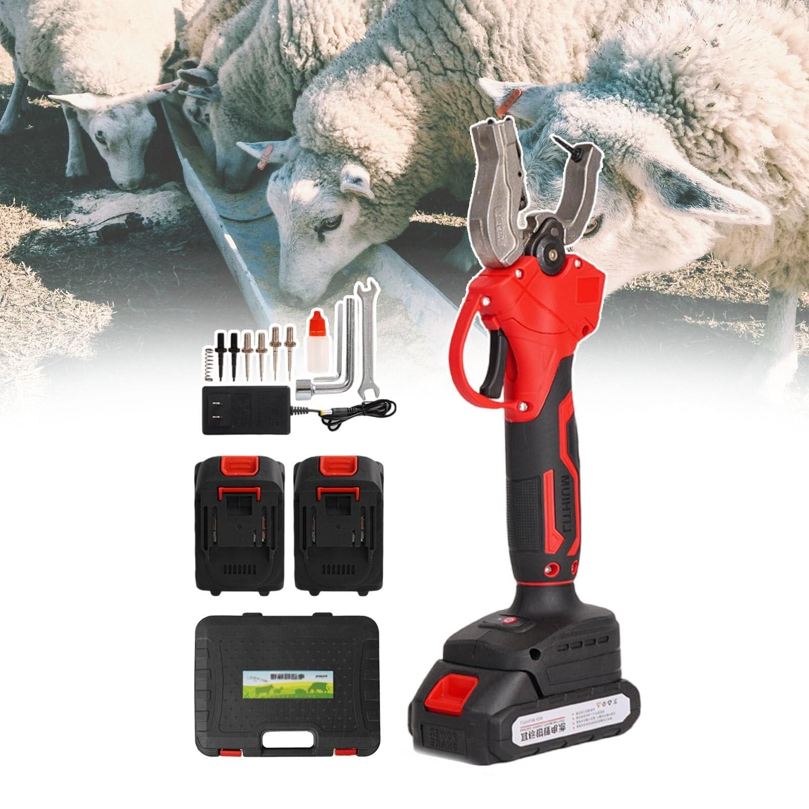 Herramienta inalámbrica de etiquetado de ganado, alicate eléctrico eficiente for etiquetas de oreja for ganado, cerdos, ovejas, cabras, vacas, suministro con batería de 2 * 2000mah(Mix)