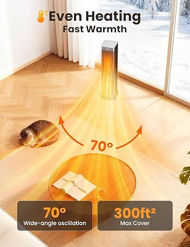 Miniatura 4 de Calentadores de espacio para uso en interiores, calentador eléctrico de cerámica PTC de 1500 W con termostato, pantalla de temperatura ambiente,