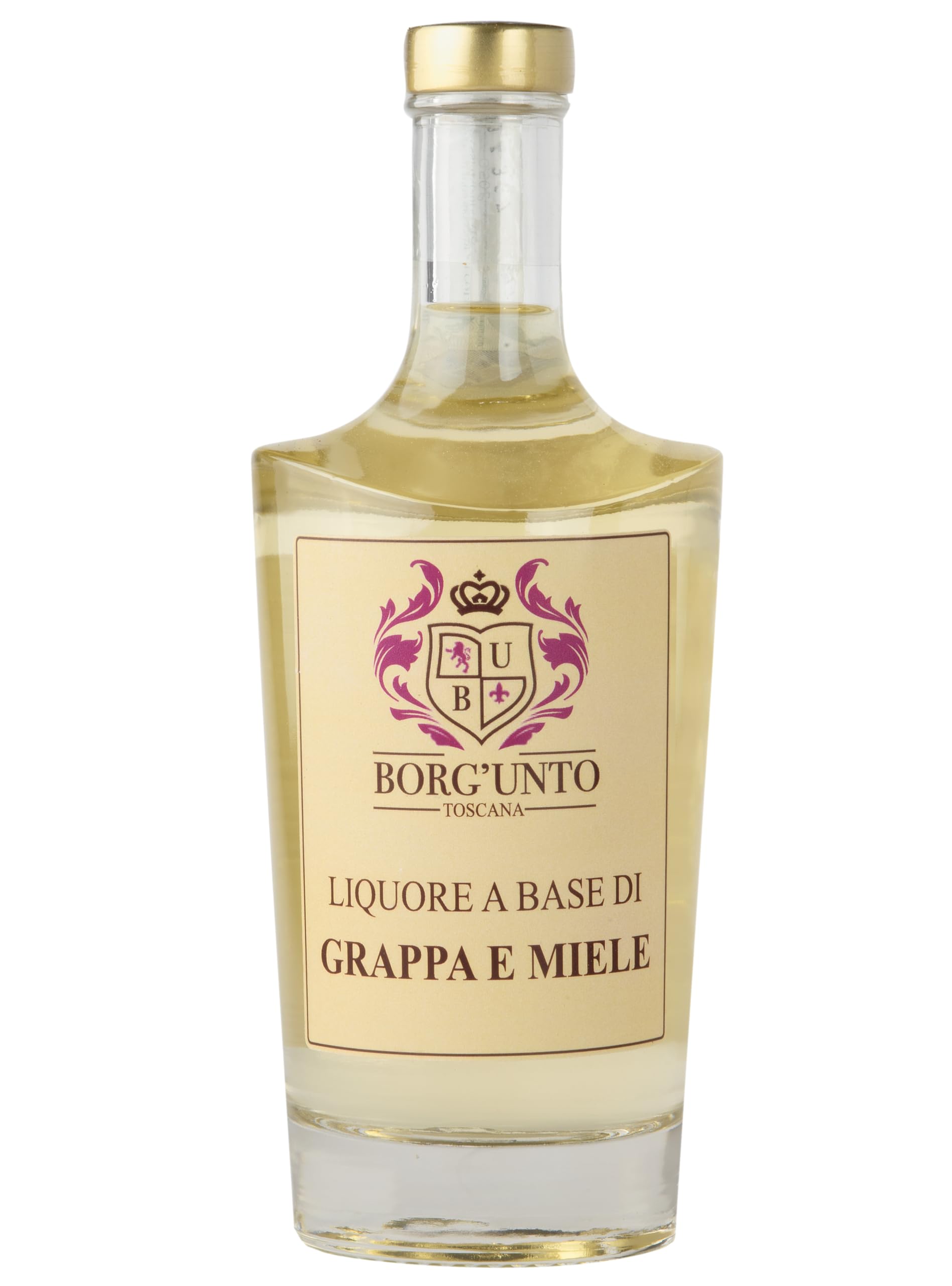 Borgunto® Liquore al Miele su Base Grappa 50cl - Digestivo Artigianale di Grappa Chianti Classico e Miele Millefiori Toscano (6pz)