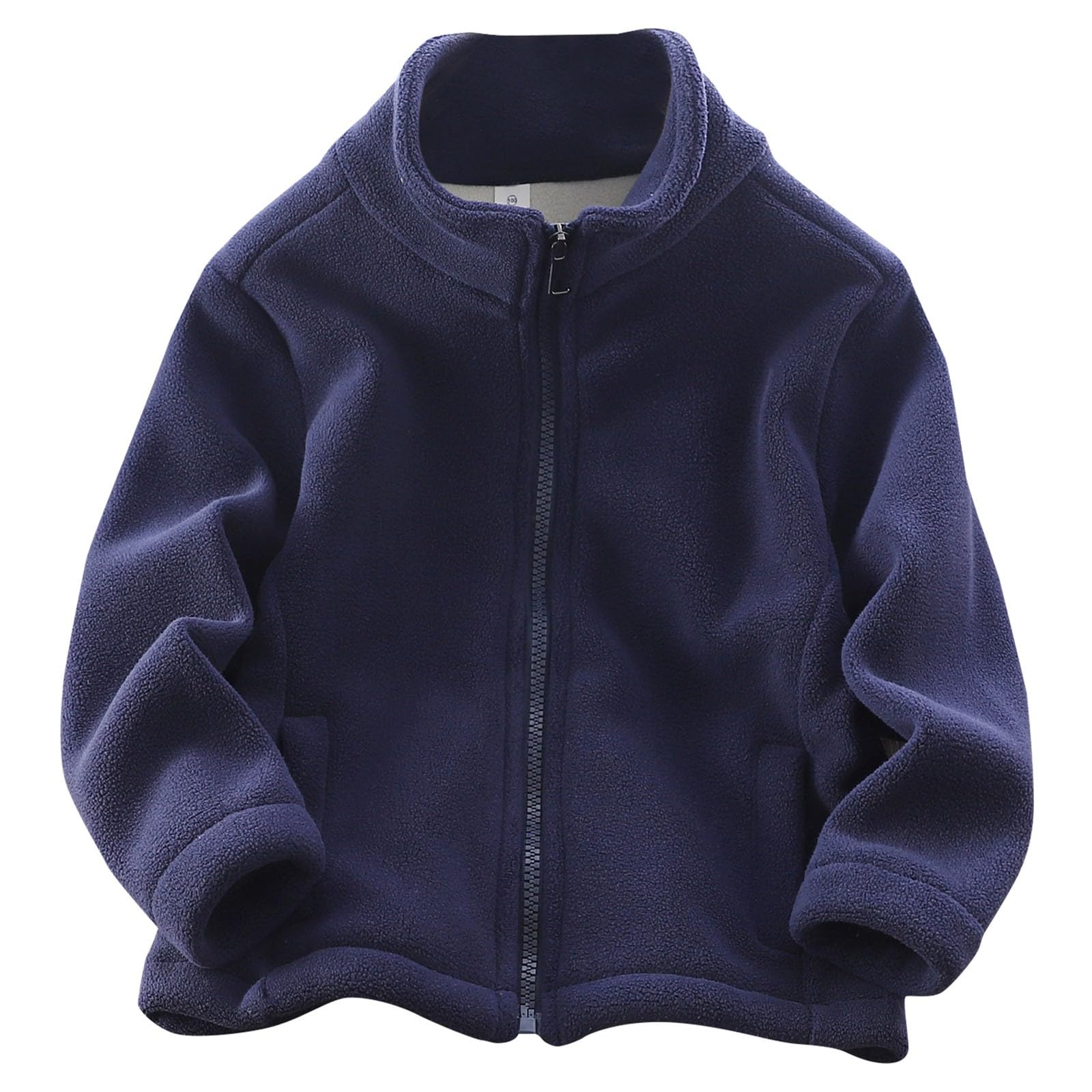 RNTOP Toddler Baby Fleece Jacket Boys Girls Full Zip Fleece Jacket Kids Long Sleeve Coat with (Navy, 18-24 Months)