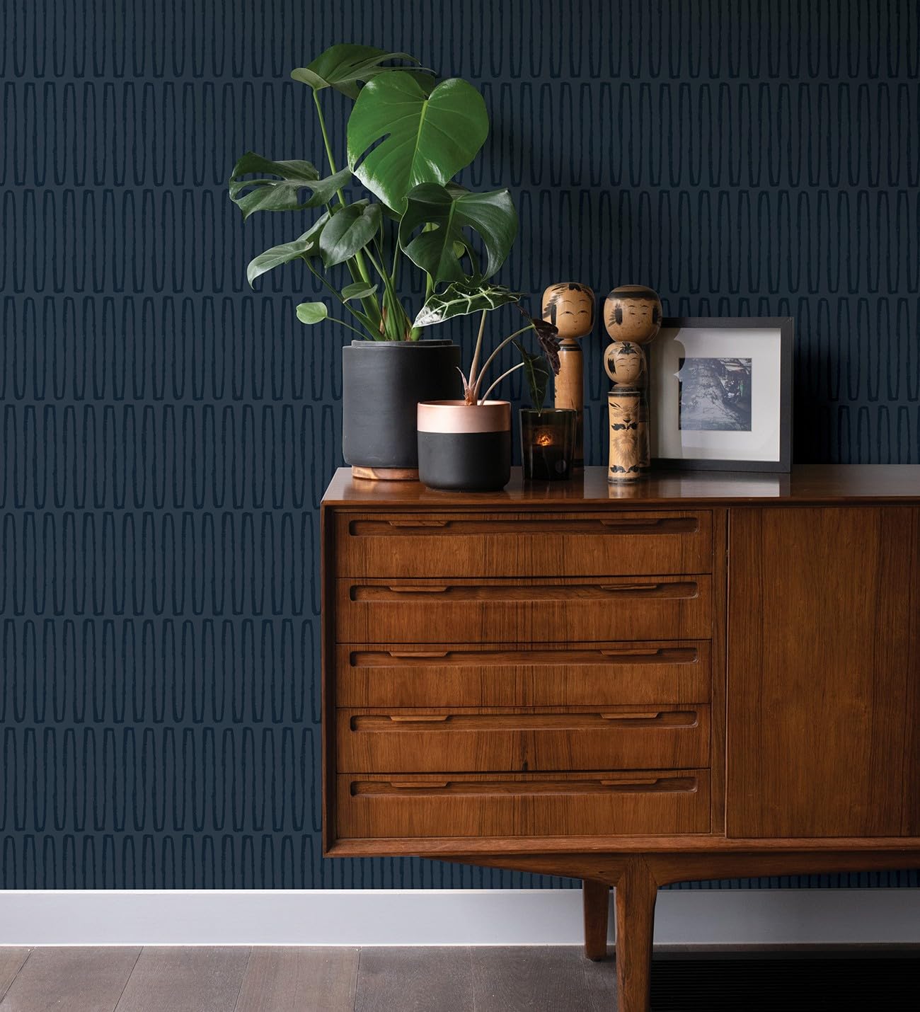 GAULAN 682039 - Carta da parati vinilica ecologica etnica con design geometrico africano blu per pareti soggiorno cucina bagno camera da letto corridoio - Rotolo di 10 m x 0,52 m