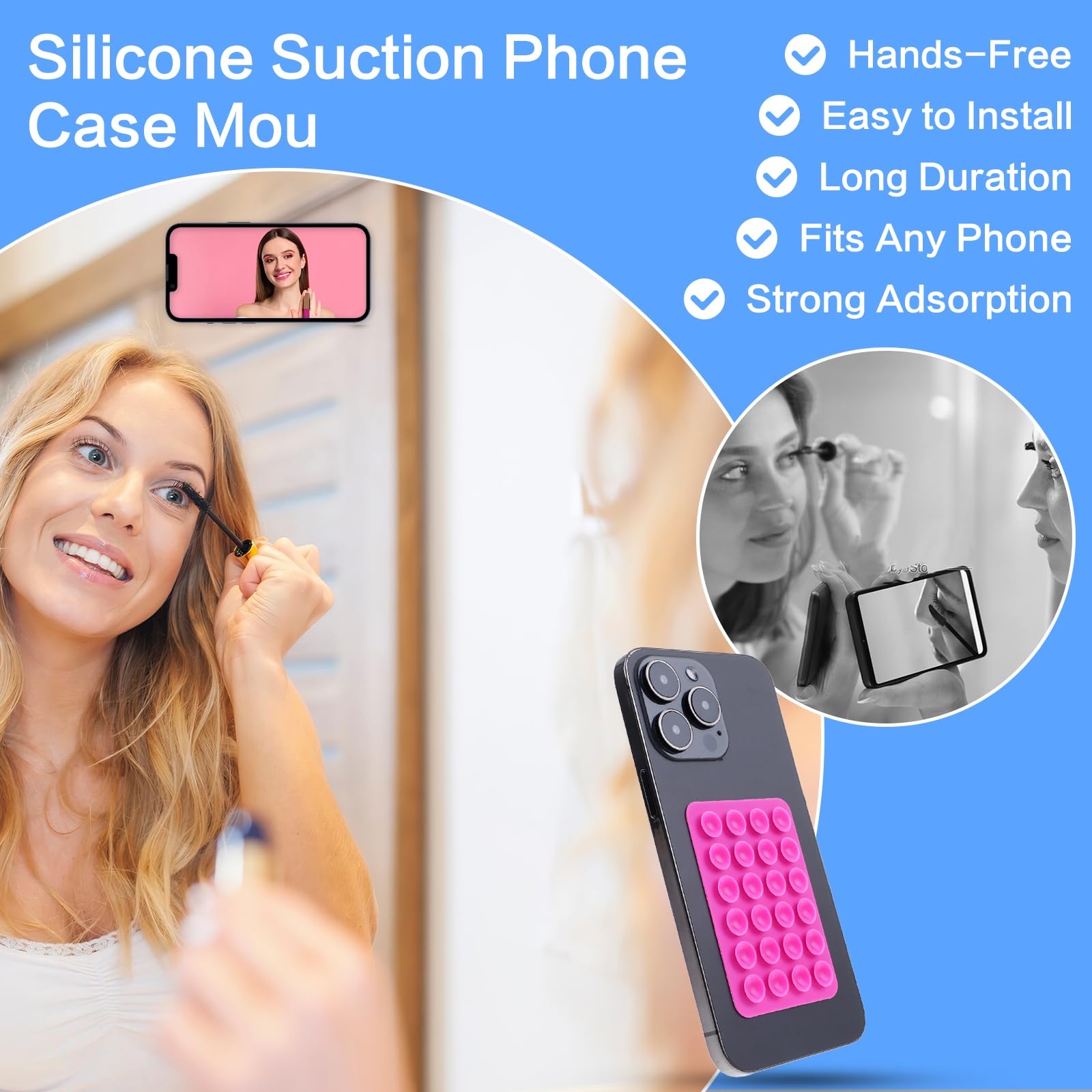 AMZFUK Ventosa Per Telefono Per Tutti I Modelli Di Telefono,2 Pezzi Silicone Supporto Smartphone