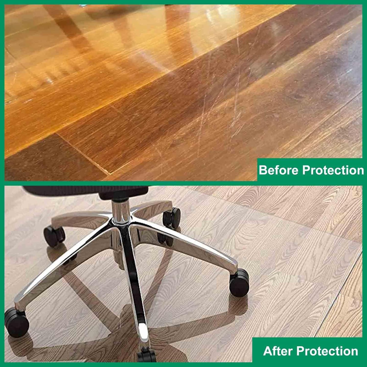 ハードウッドフロア用デスクフロアマット カーペット用オフィスチェアマット 厚さ1.5mm 滑り止め 防水 お手入れ簡単 カット可能