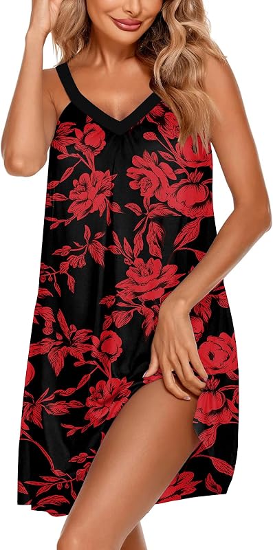 Ekouaer Camisola Feminina de Dormir sem Mangas com Decote V e Costas Nadador