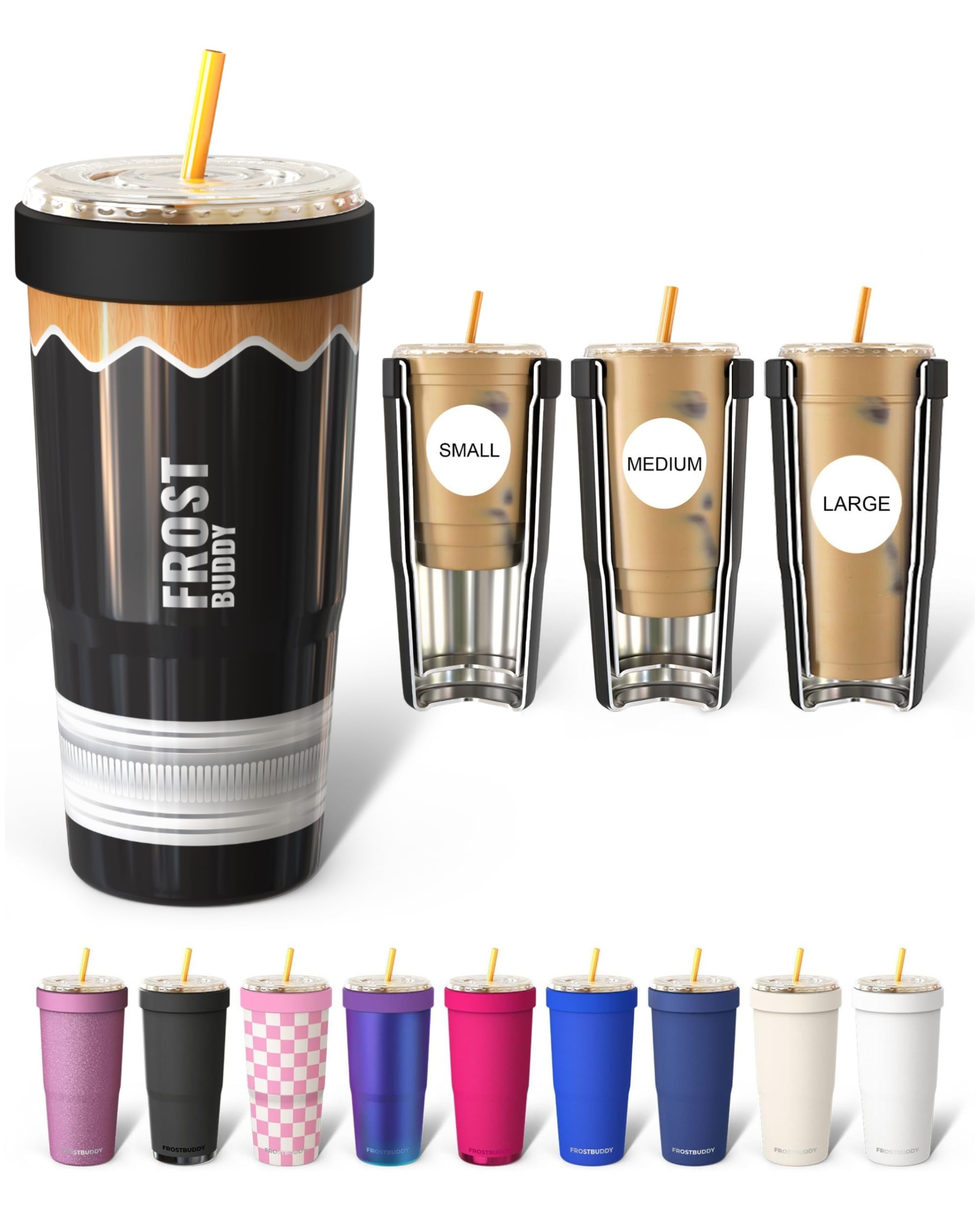 Frost Buddy Togo Buddy 30oz Tumbler - Spill-Proof Flip Lid (Black Pencil)