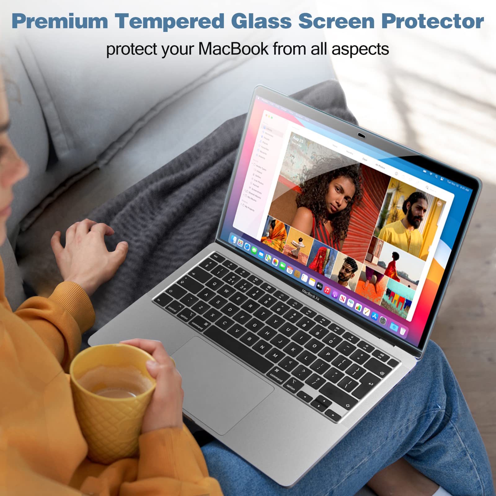 ProCase (2 Pezzi) Pellicola Protettiva per MacBook Pro 13" / Air 13", Vetro Temperato Ultra sottile per 13 Pollici MacBook [Alta HD Trasparenza, Anti-Graffi/Agli Urti/Olio]