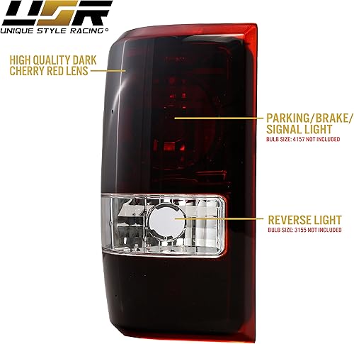 Miniatura 5 de USR DEPO 01-11 Ranger - Luces traseras transparentes color rojo cereza oscuro (izquierda + derecha) compatibles con Ford Ranger 2001-2011 (lente