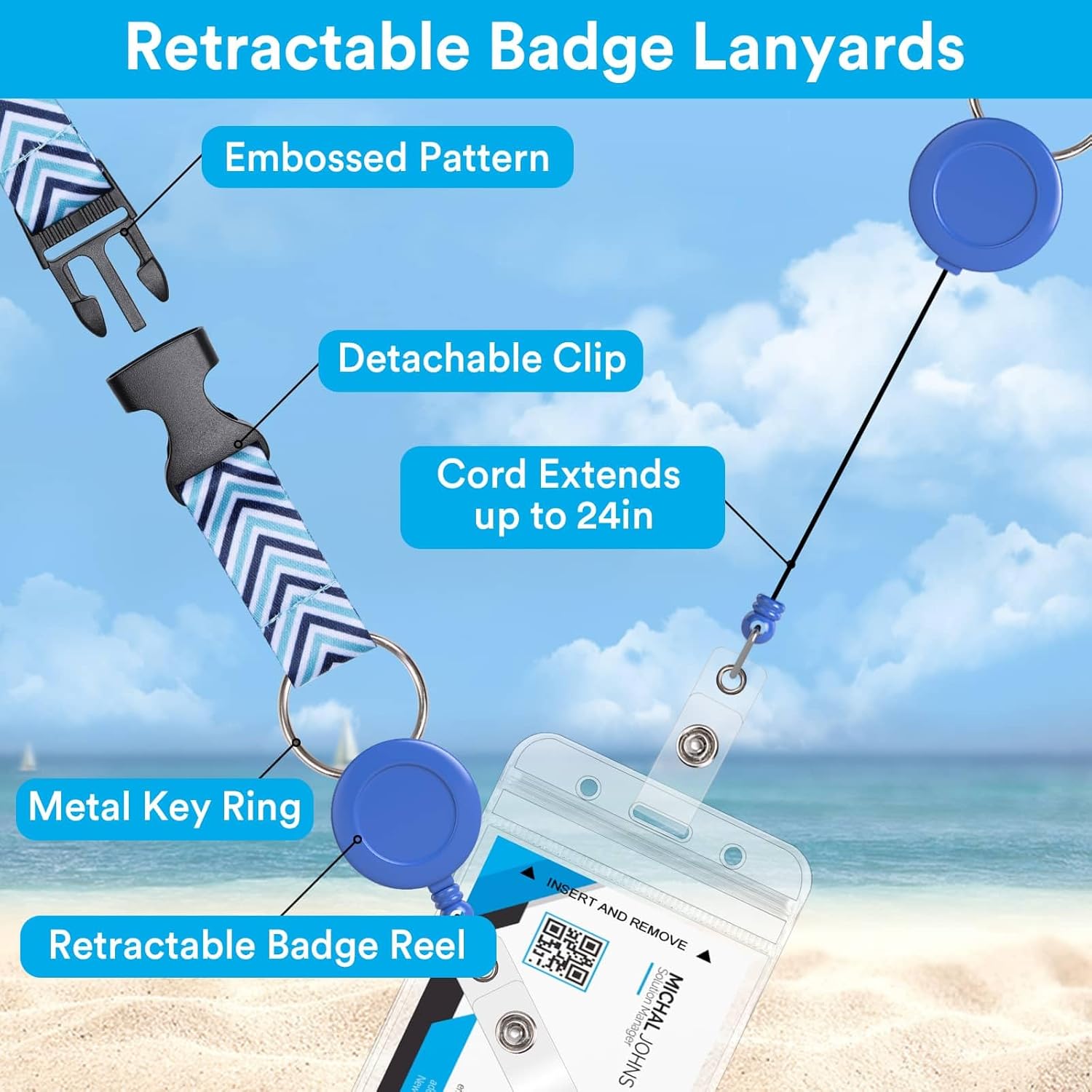 Billbotk Lanyards for Cruise Ship Card, 6 Sets Retractable Lanyard Key Card Holder Badge Reels with Waterproof Luggage Tags ID Holders Essentials Accessories RS5002MN - Image 6