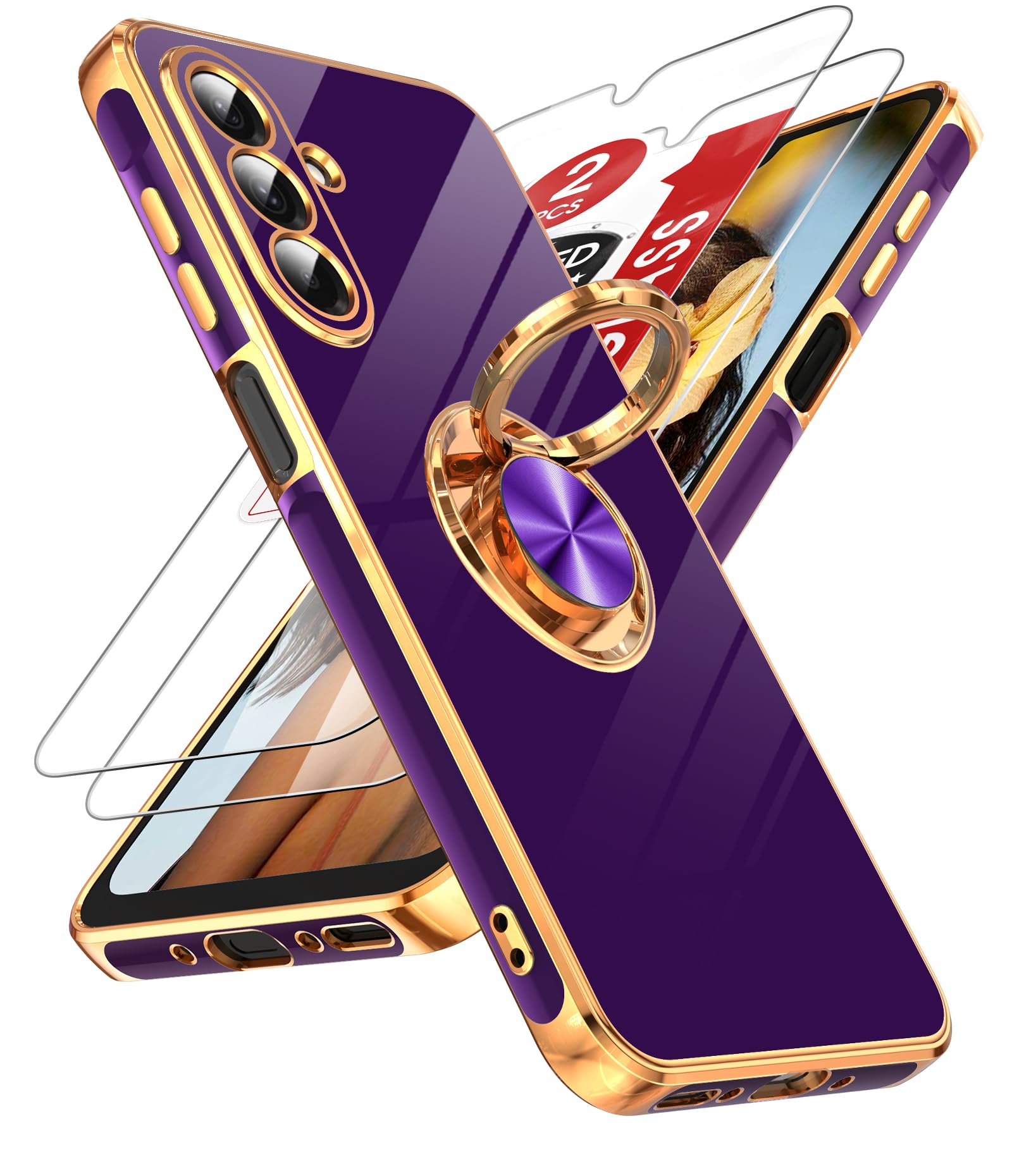Coque A26 5G antichoc violette protection écran verre et support - 8