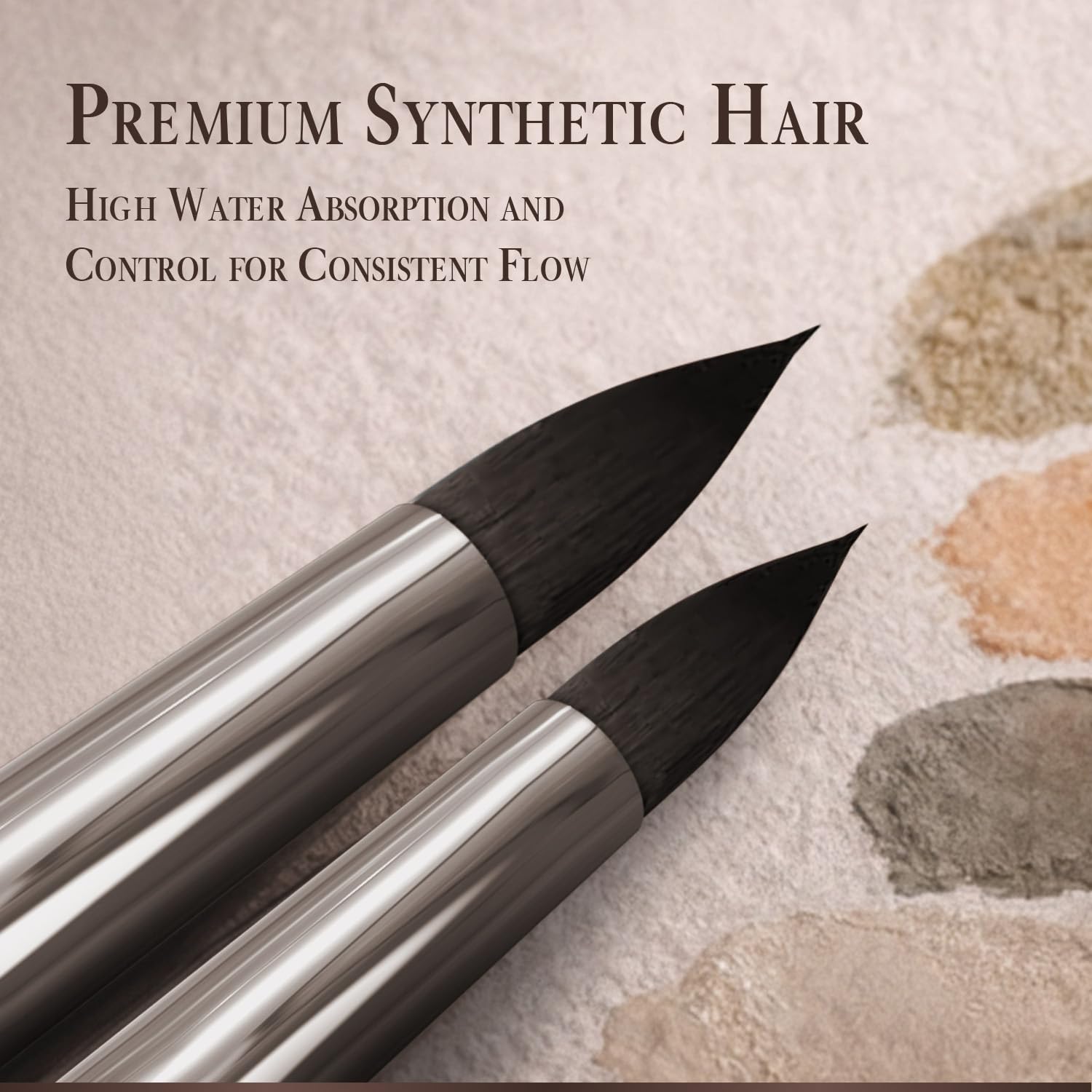 Pinturale Professionele aquarelkwast, ronde serie, set met 8 ronde penselen, grote absorptie en watercontrole voor een constante doorstroming, aquarelpenseel voor kunstenaars