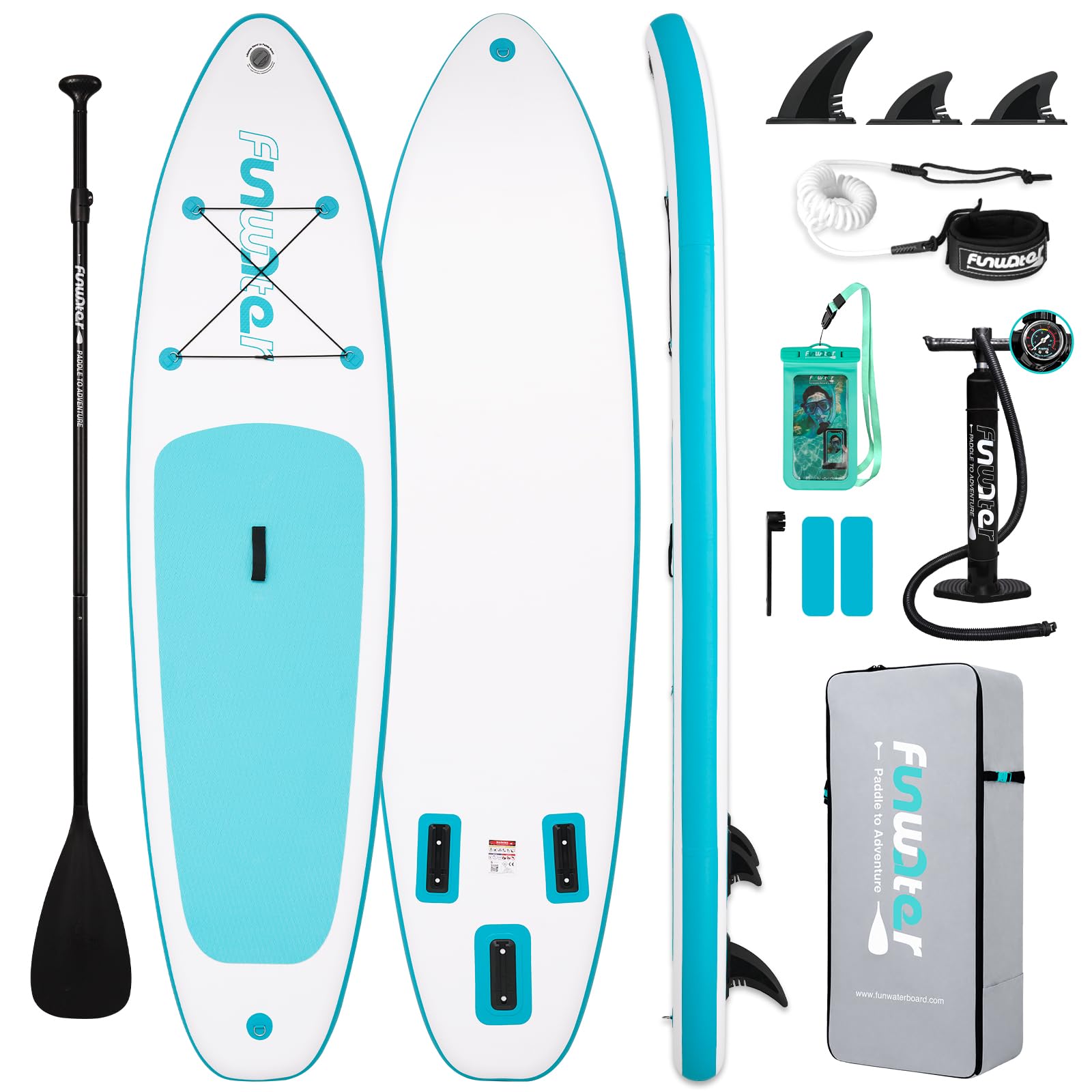FunWater Inflatable Stand Up Paddle Board with Beginners SUP Accessories