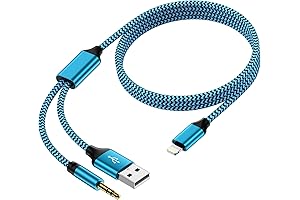 2-in-1 Lightning to 3.5mm Aux Cable for Cars with Charging