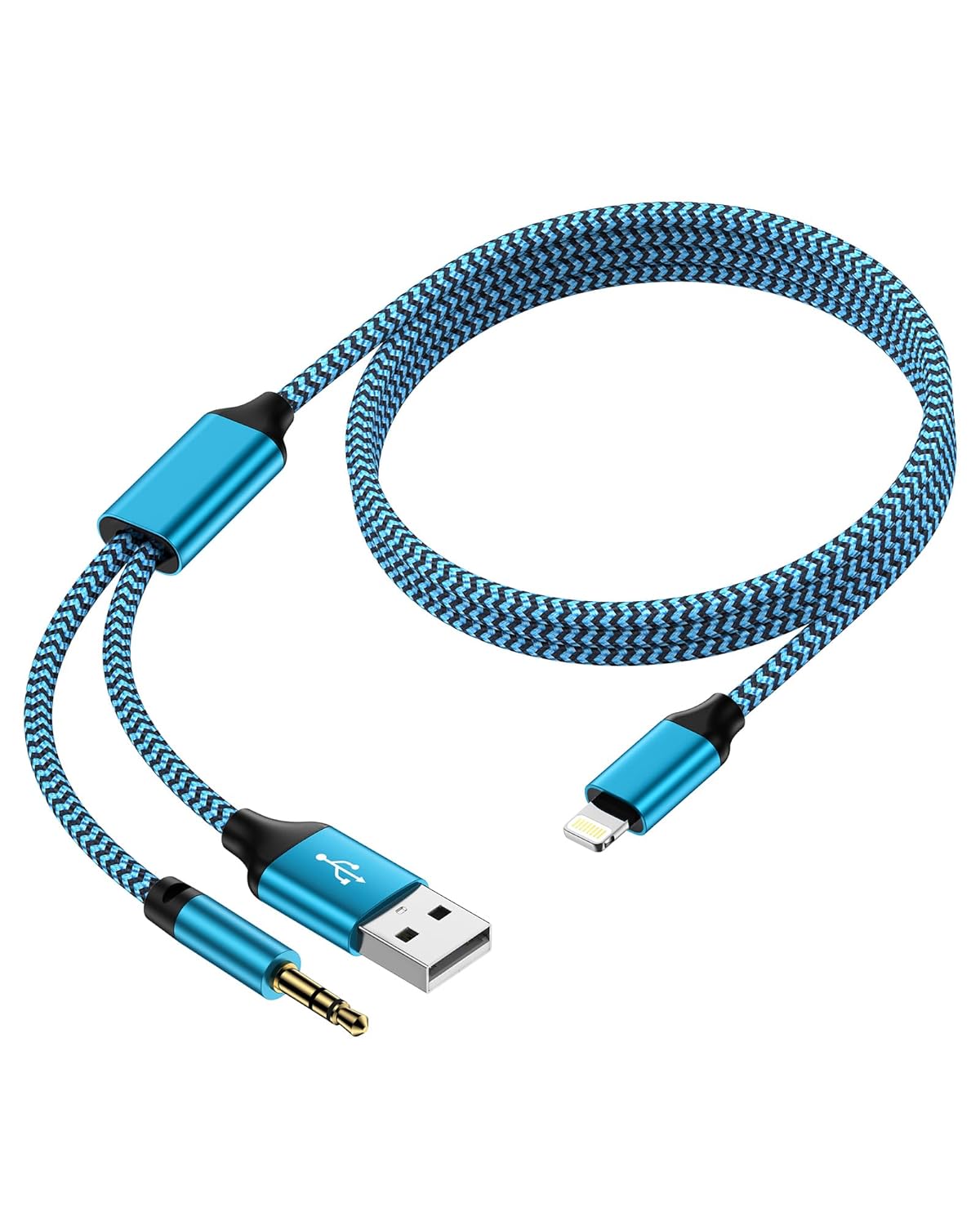 Lightning to 3.5mm Aux Cable for Car + Charge Cord 2in1