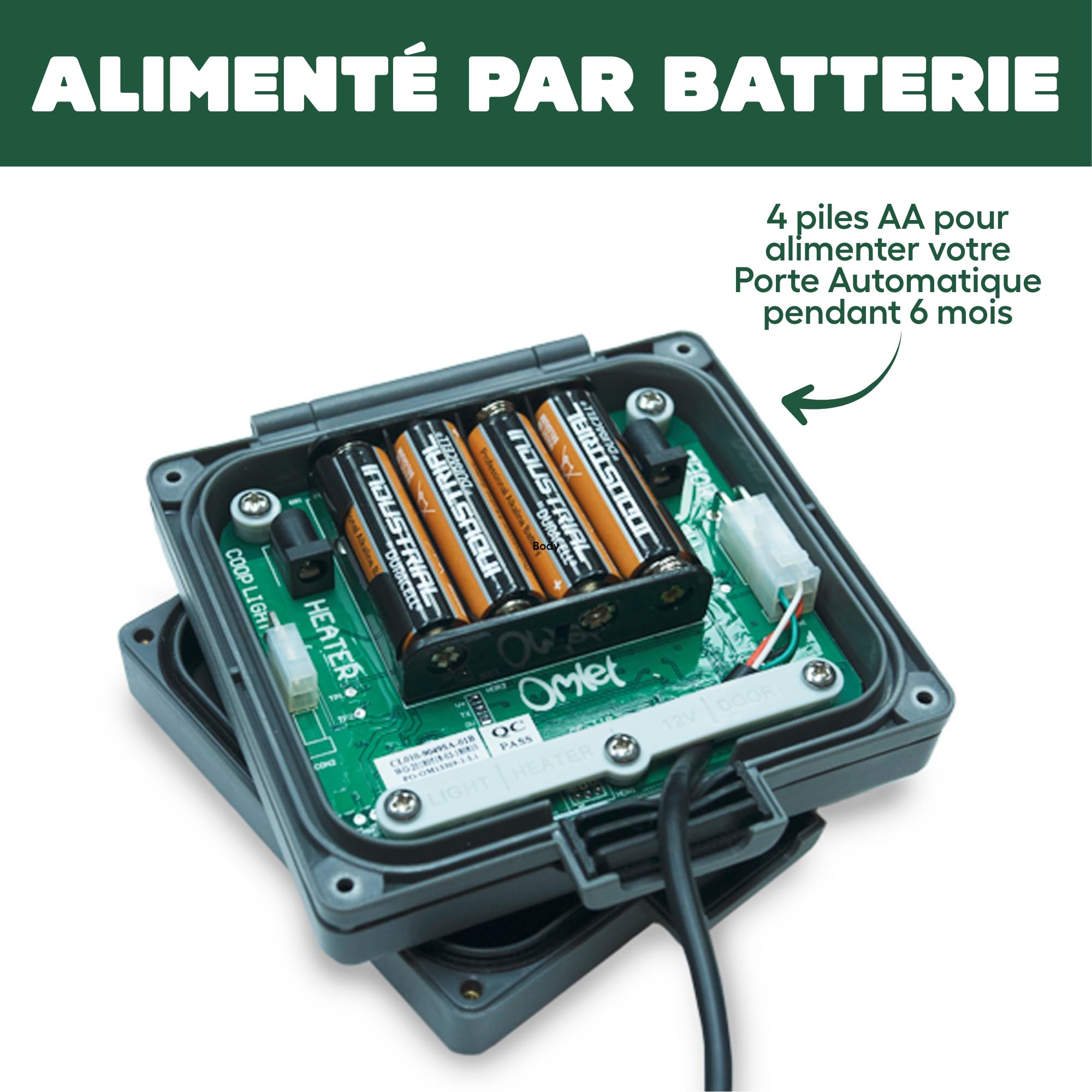 Omlet Porte de Poulailler Automatique | Ouverture et Fermeture par Capteur de Lumière ou Minuterie | Facile à Installer et sans Entretien | Sécurité Renforcée et Meilleure Isolation | Vert