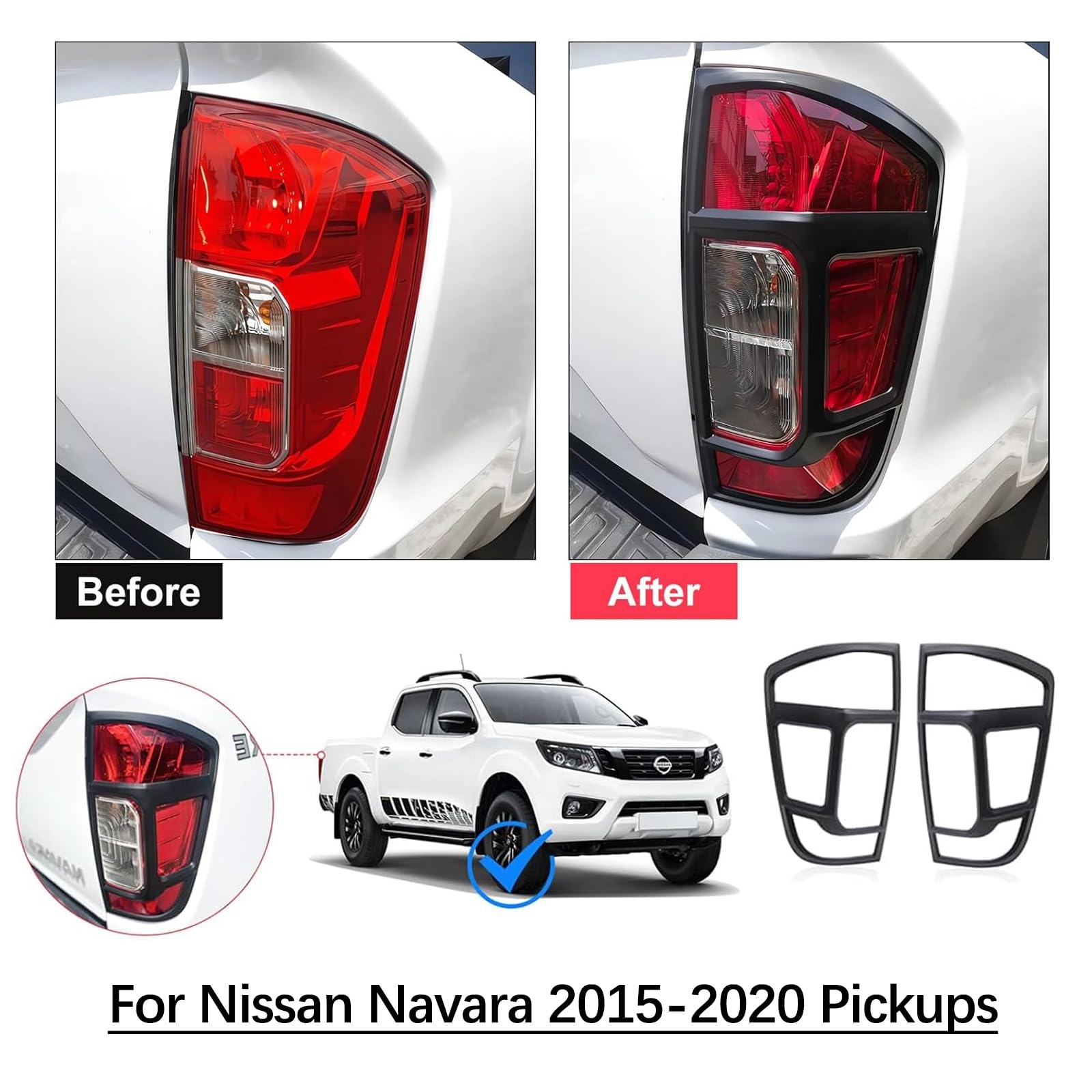 Cornici Fari Nissan Navara 2015-2020 - Coprifaro Nero Opaco ABS Per NP300 D23, N-Guard, Trek-1°, Tekna - Foto 5