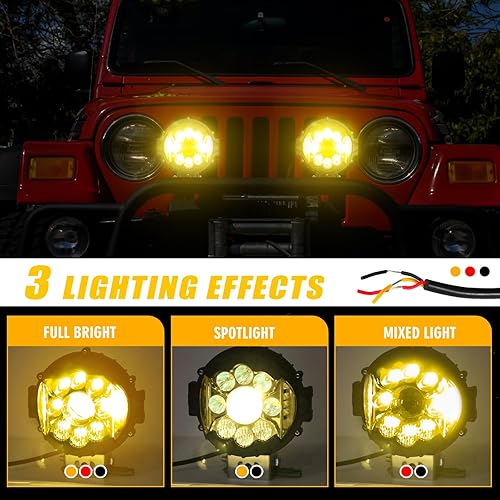 Miniatura 3 de Luz de conducción LED redonda de 7 pulgadas, 2 barras de luz LED de 80 W con soporte de montaje para SUV, camión, cuatrimoto, SUV, luz de trabajo