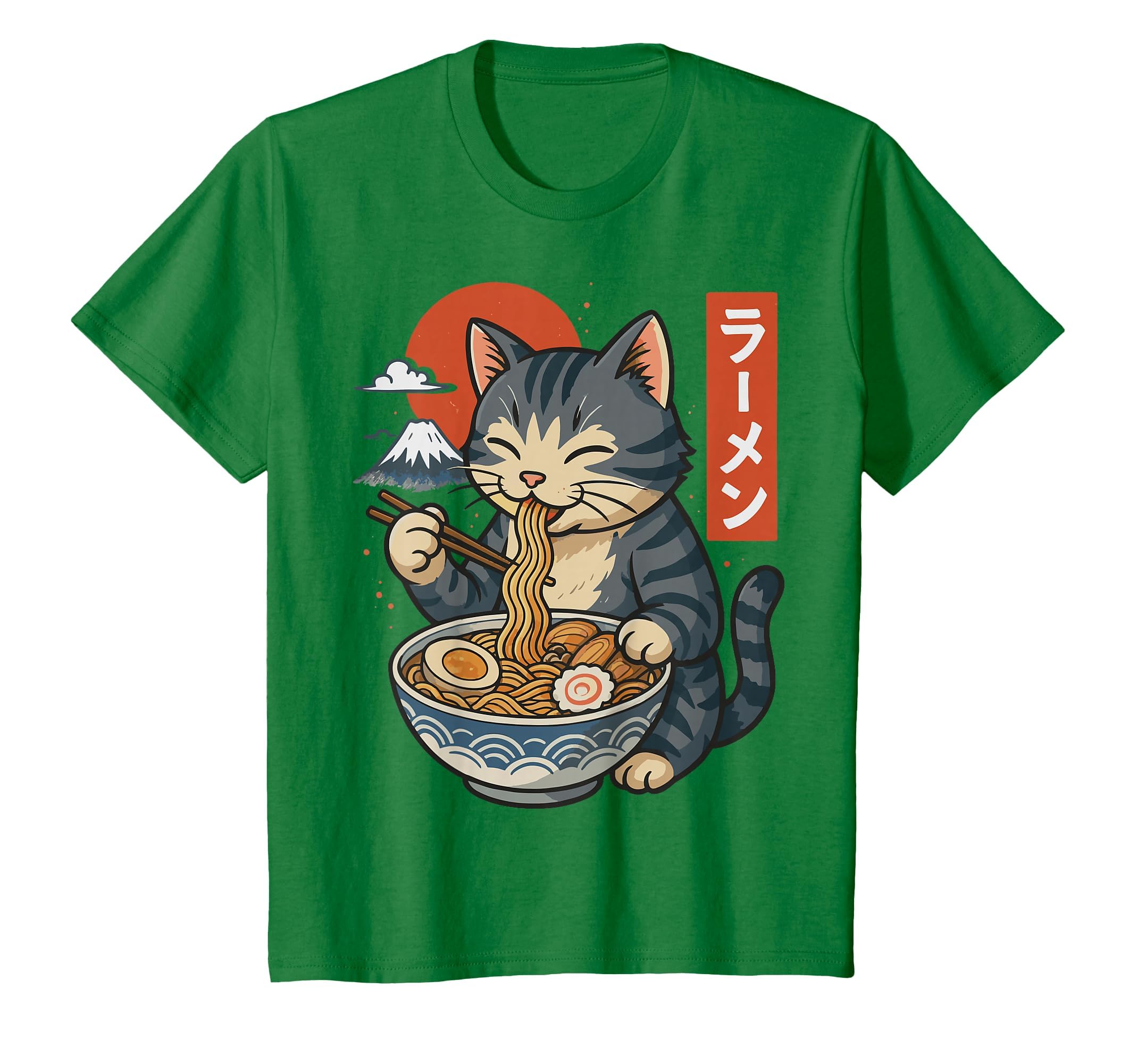 Anime Cat Eating Ramen Retro Kawaii Ramen Cat T-Shirt