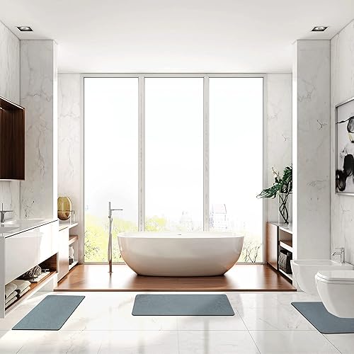 Miniatura 7 de Tapetes de baño finos, tapete de baño de microfibra, alfombras de contorno antideslizantes, bañera a máquina, tapete de baño de piedra de baño de